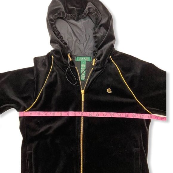 LRL Lauren Ralph Lauren Black/Gold Velour Tracksuit - Picture 4 of 14